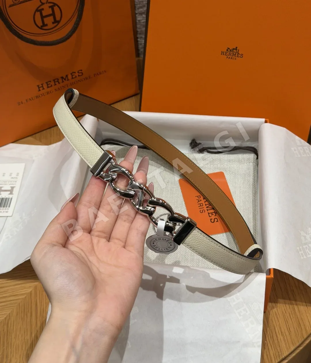 에르메스 H브랜드 메탈 버클 엡손 가죽 벨트 상세 이미지 2