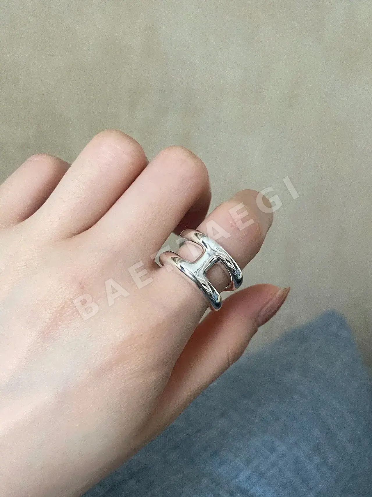 에르메스 실버 앵커 체인 반지 70177