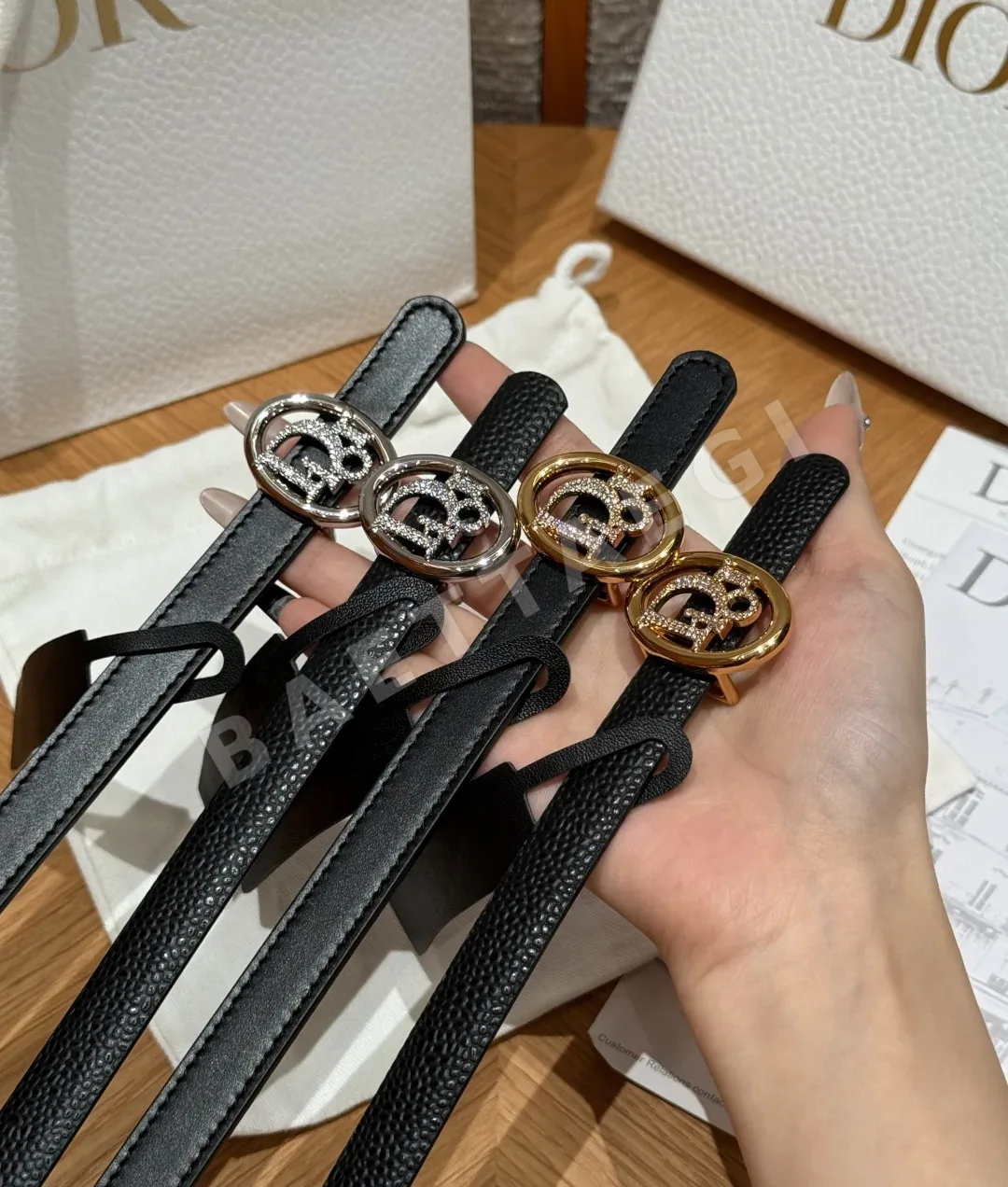 디올 오블리크 골드 버클 소가죽 벨트 상세 이미지 3