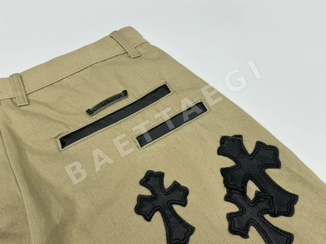 크롬하츠 카키 가죽 남성 바지 상세 이미지 7