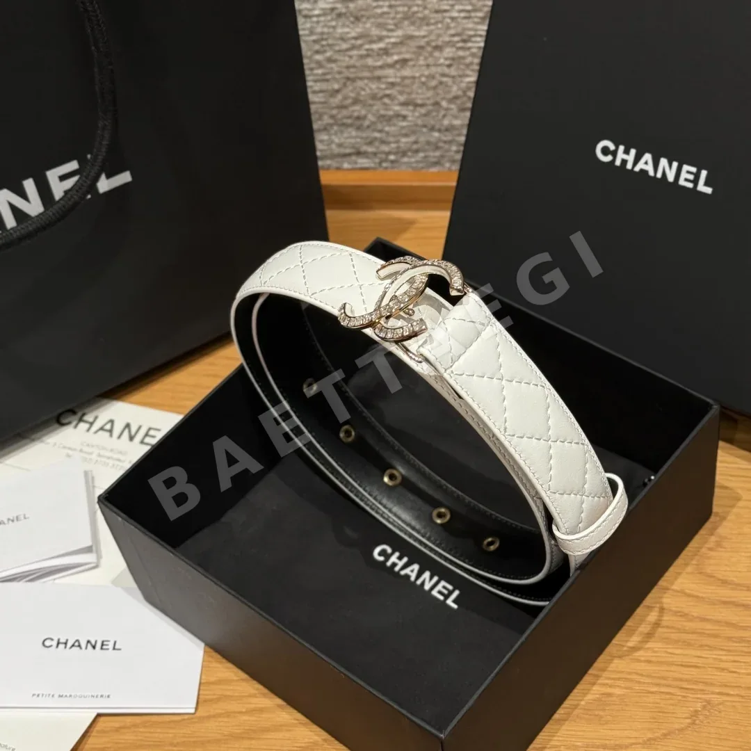 샤넬 더블 C 메탈 로고 램스킨 벨트 상세 이미지 2