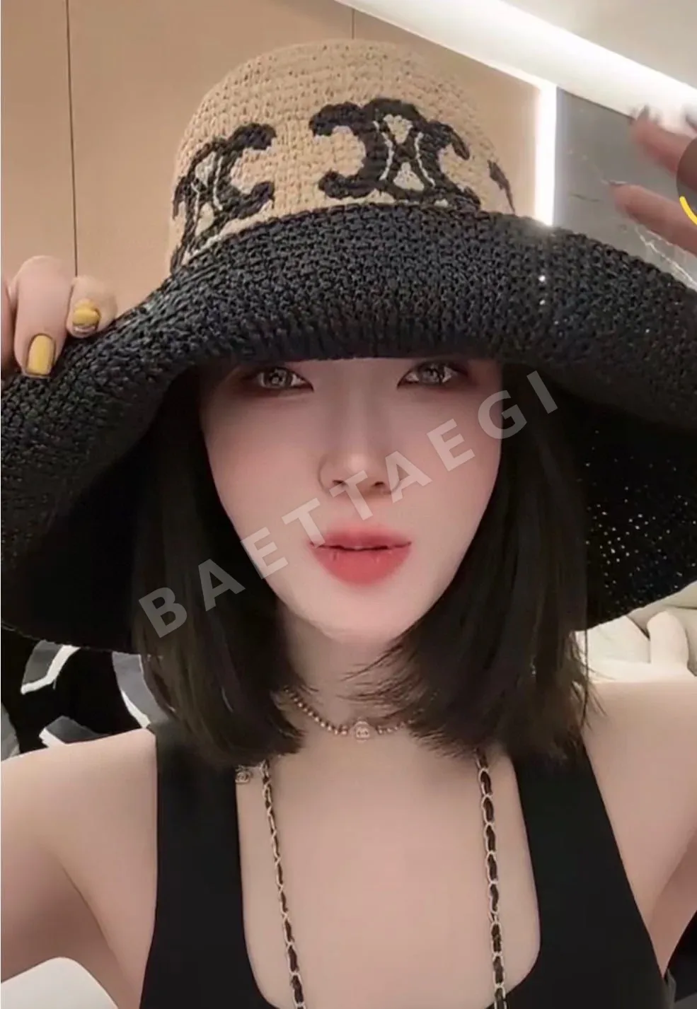 셀린느 라피아 컬러블록 버킷햇 상세 이미지 2