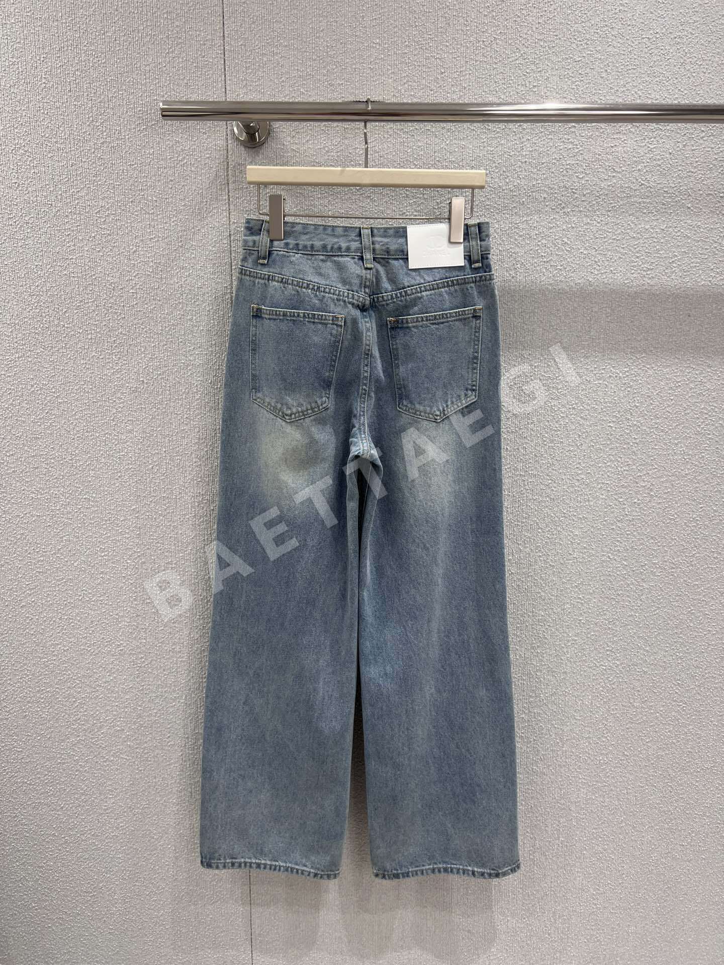 샤넬 포니 자수 하이웨이스트 와이드 데님 바지 상세 이미지 2
