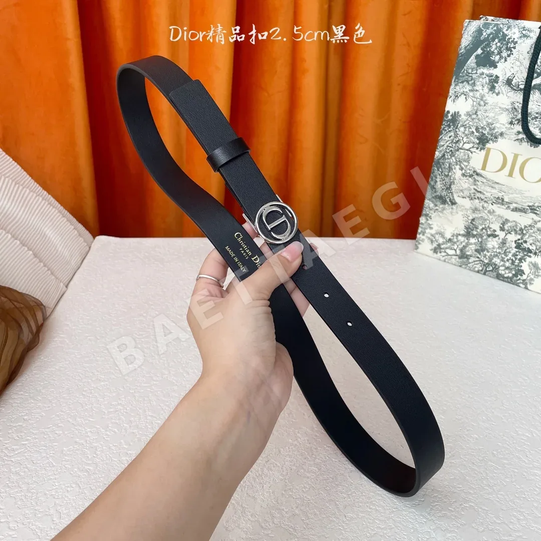 디올 골드 메탈 링 CD 버클 송아지가죽 벨트 상세 이미지 6