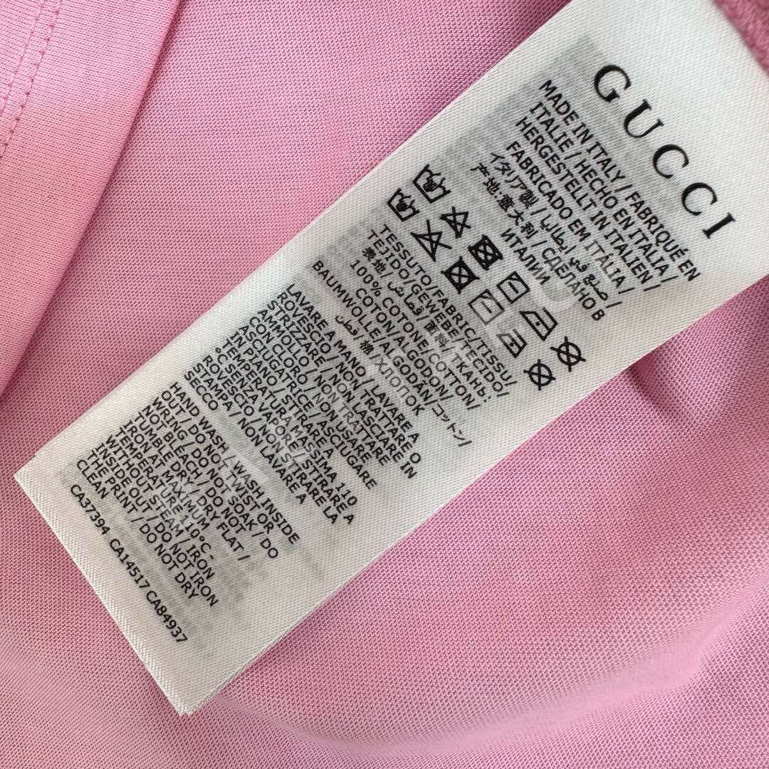 구찌 여성 스트라이프 크루넥 레이스 코튼 반팔 티셔츠 레플리카 상세 이미지 9