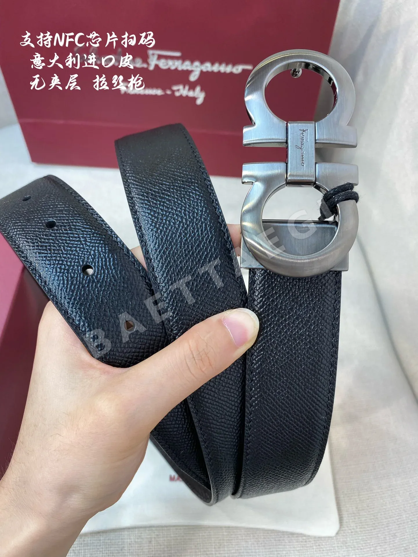 페레가모 천연 가죽 벨트 3.5 CM202500320 상세 이미지 2