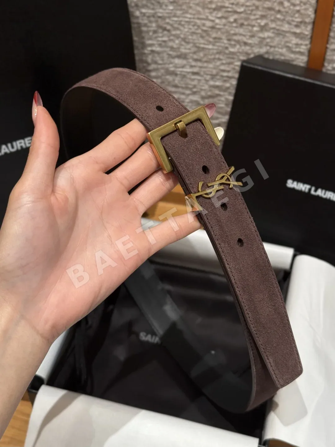 생로랑 스웨이드 송아지가죽 벨트 상세 이미지 3