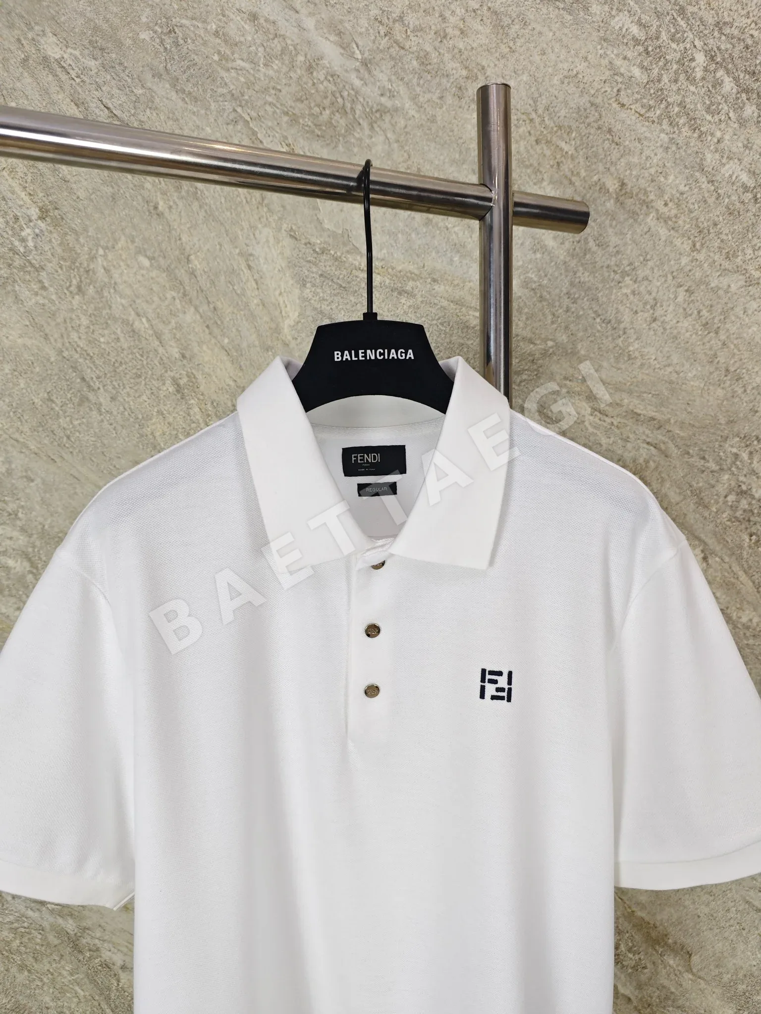펜디 더블F 자수 메시 폴로 남성 반팔 티셔츠 상세 이미지 2
