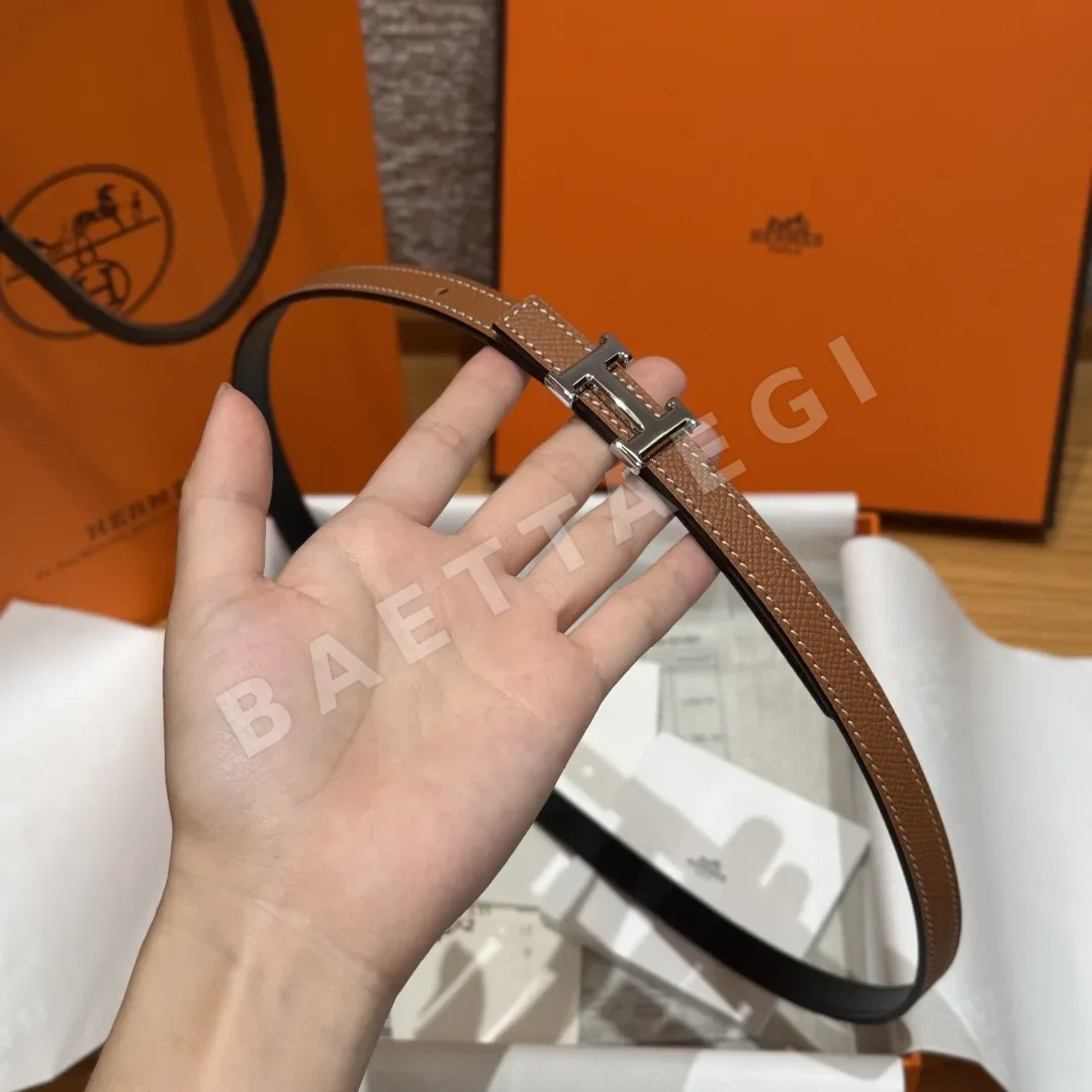 에르메스 미니 H 버클 양면 가죽 벨트 상세 이미지 4