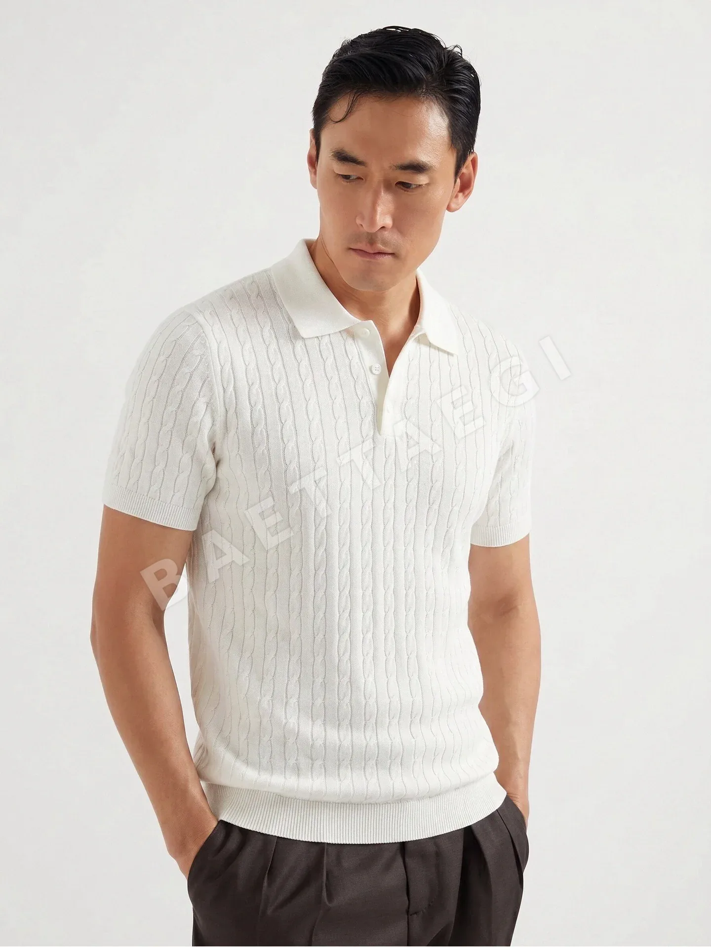 브루넬로쿠치넬리 린넨 혼방 남성 반팔 티셔츠 상세 이미지 2