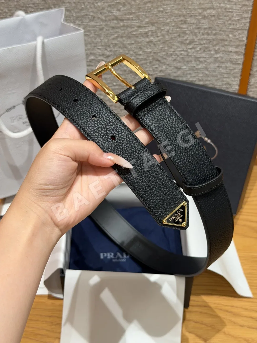 프라다 가죽 33mm 벨트 상세 이미지 4