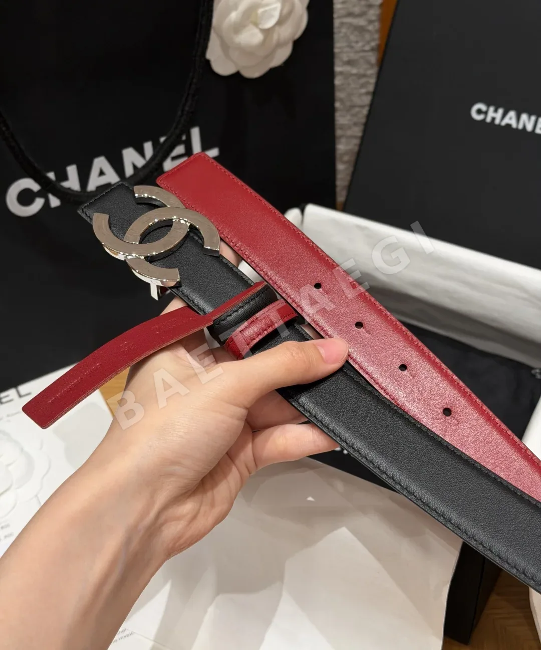 샤넬 더블 C 카프스킨 가죽 벨트 상세 이미지 8