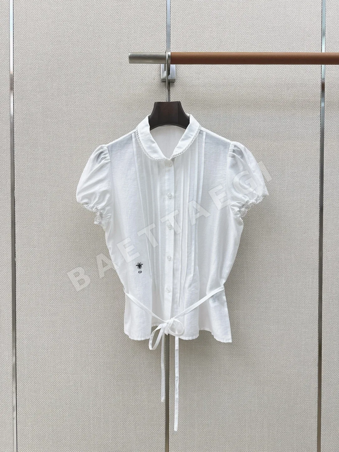 디올 레이스업 피터팬 카라 실크 코튼 셔츠 상세 이미지 2