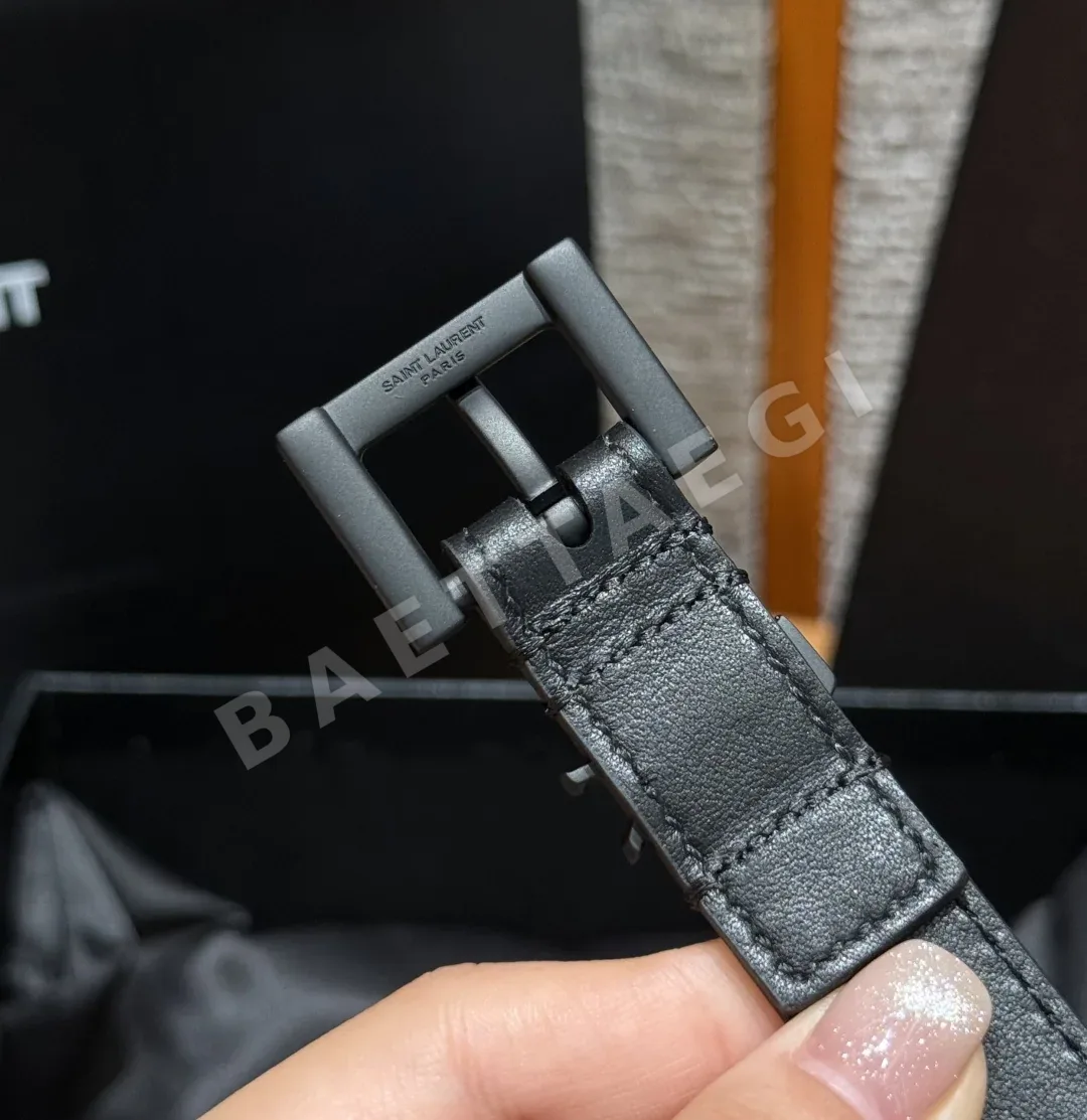 생로랑 카산드라 로고 레더 벨트 20mm 상세 이미지 6