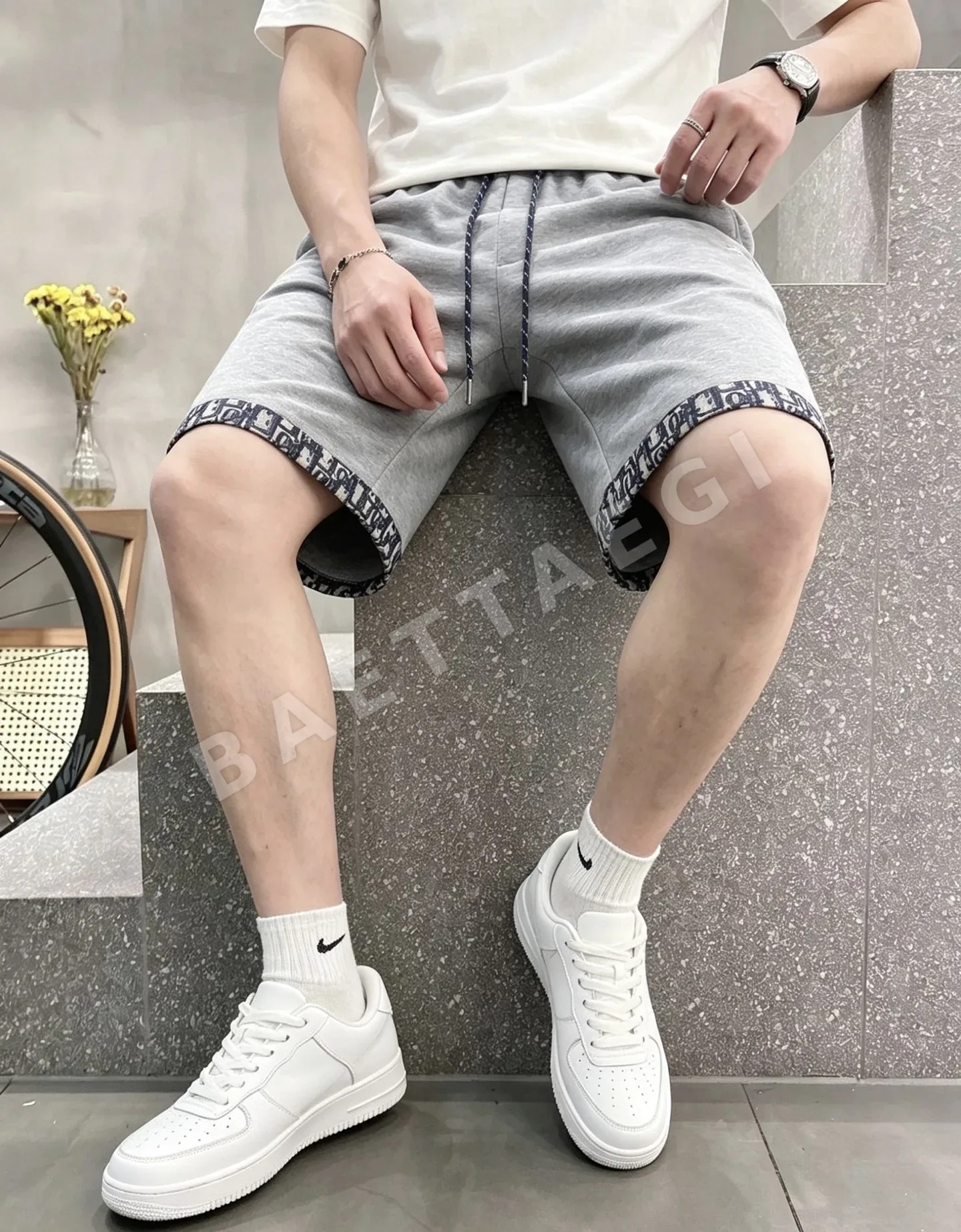 디올 남성 고급 코튼 반바지 상세 이미지 5