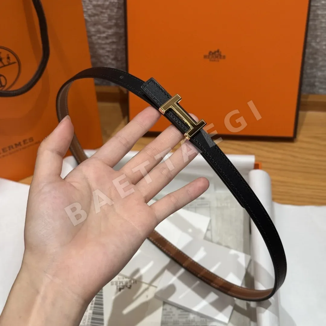 에르메스 미니 H 버클 양면 가죽 벨트 상세 이미지 3