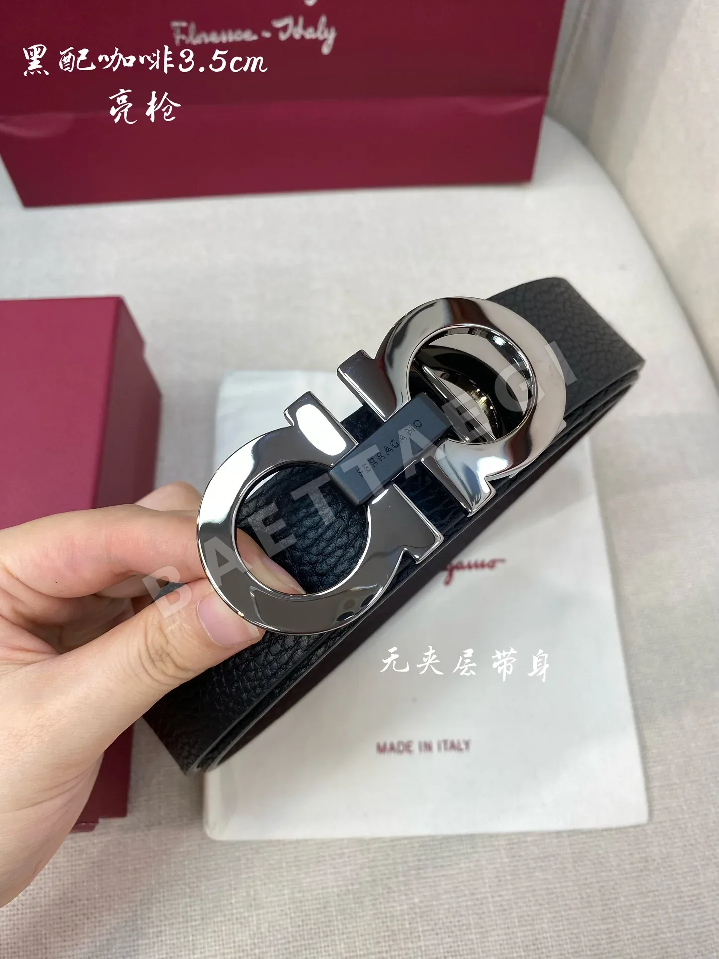 페레가모 천연 가죽 남성 벨트 3.5 CM202500320 상세 이미지 4