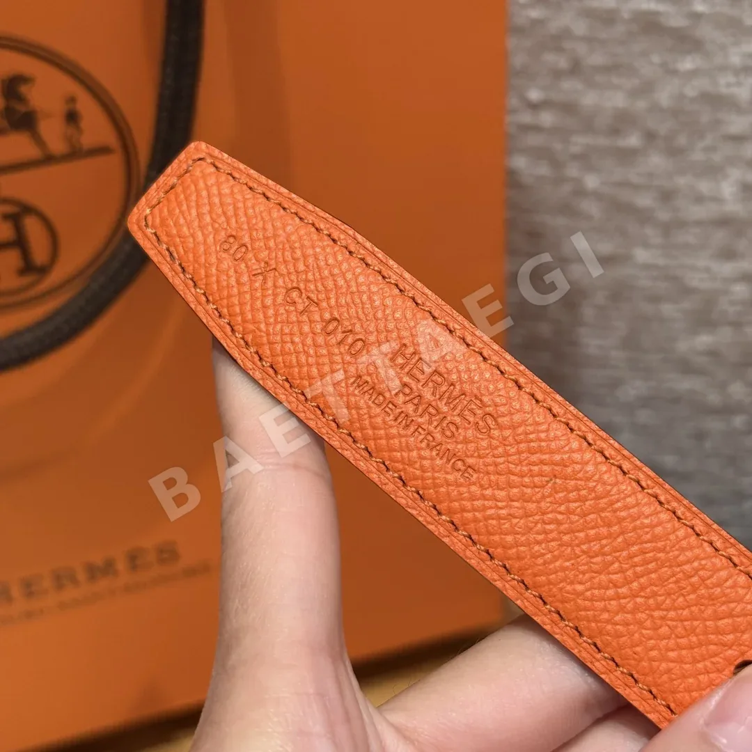 에르메스 H 자형 팔라듐 버클 양면 가죽 벨트 상세 이미지 8