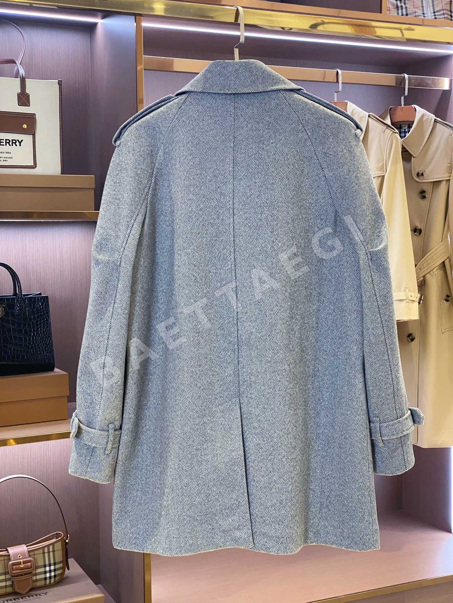 버버리 실크 울 혼방 더블 브레스트 여성 자켓 상세 이미지 6
