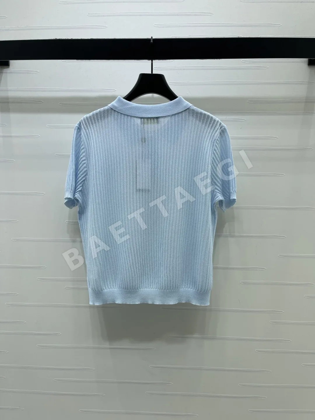 생로랑 니트 하프 집업 카라 반팔 탑 상세 이미지 8