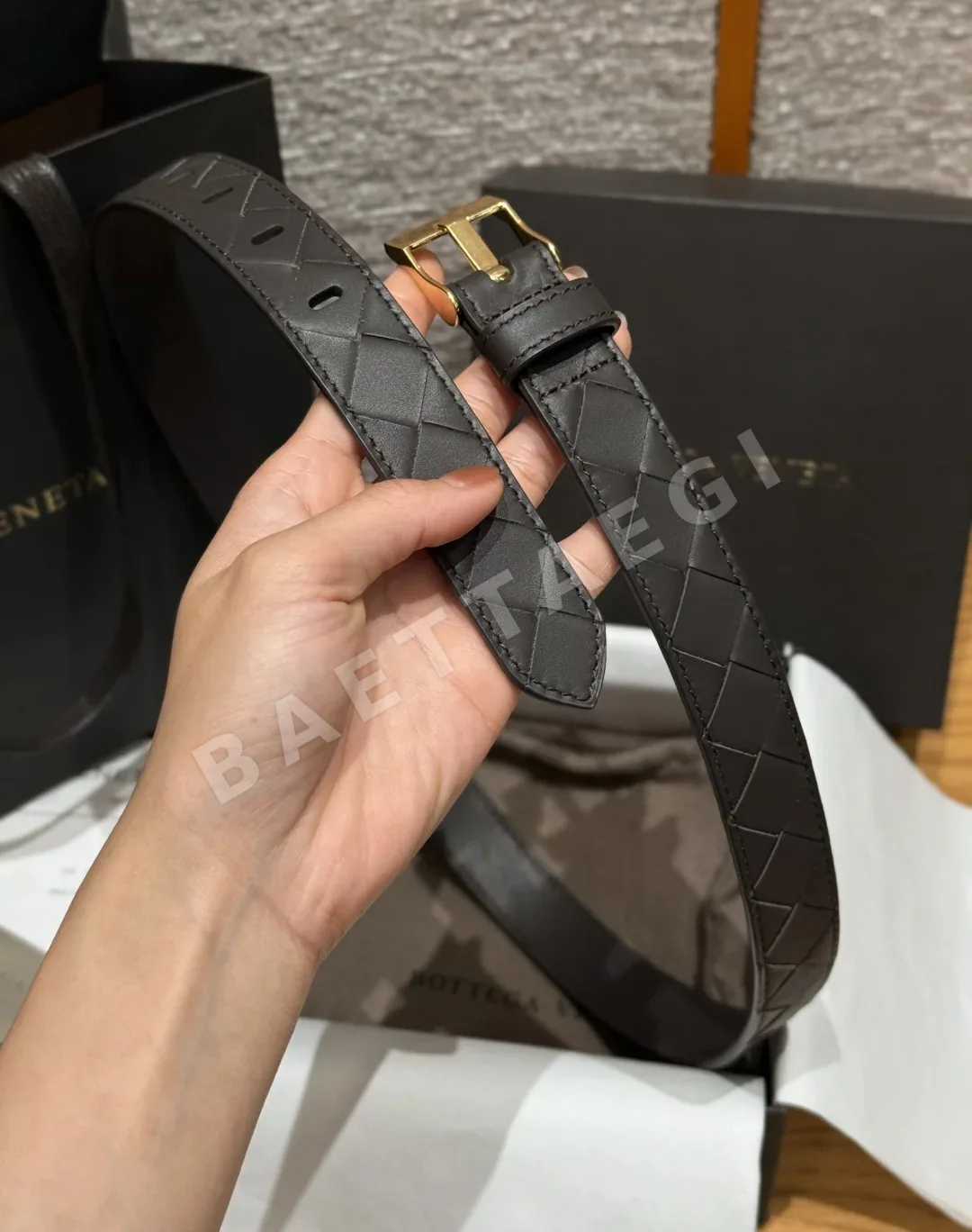 보테가베네타 인트레차토 소가죽 벨트 상세 이미지 4