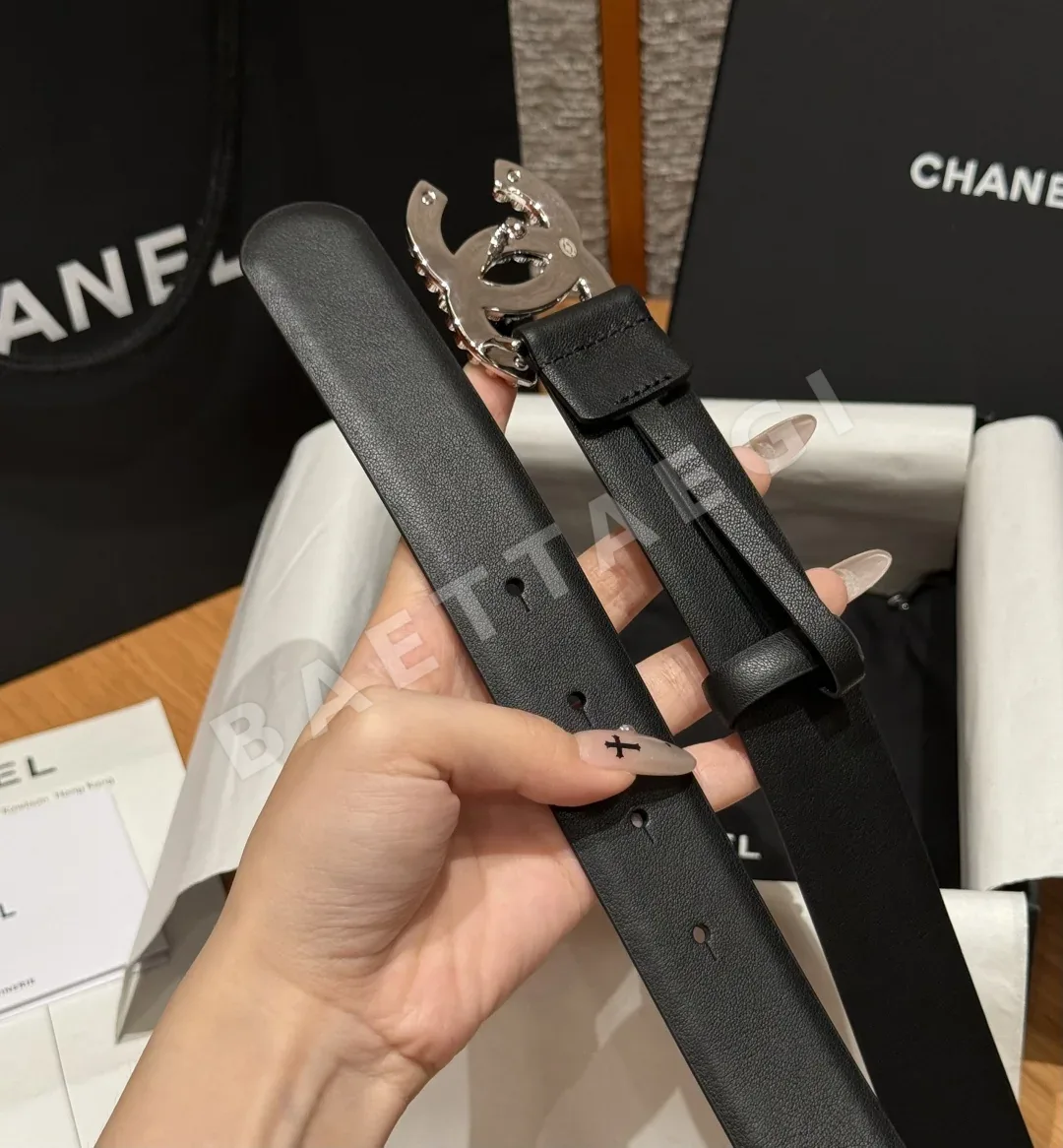 샤넬 클래식 더블 C 골드 버클 소가죽 벨트 상세 이미지 5