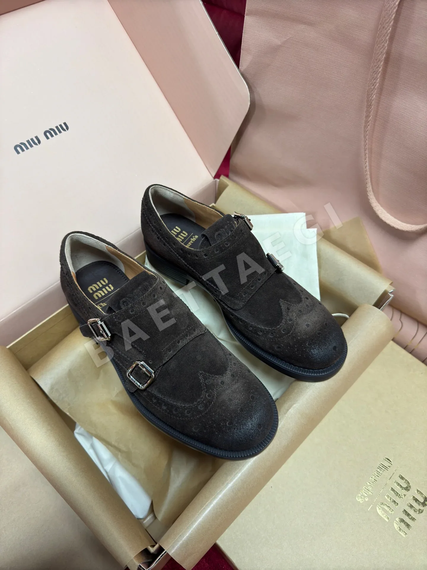 미우미우 더블 버클 브로그 슈즈 신발 93736