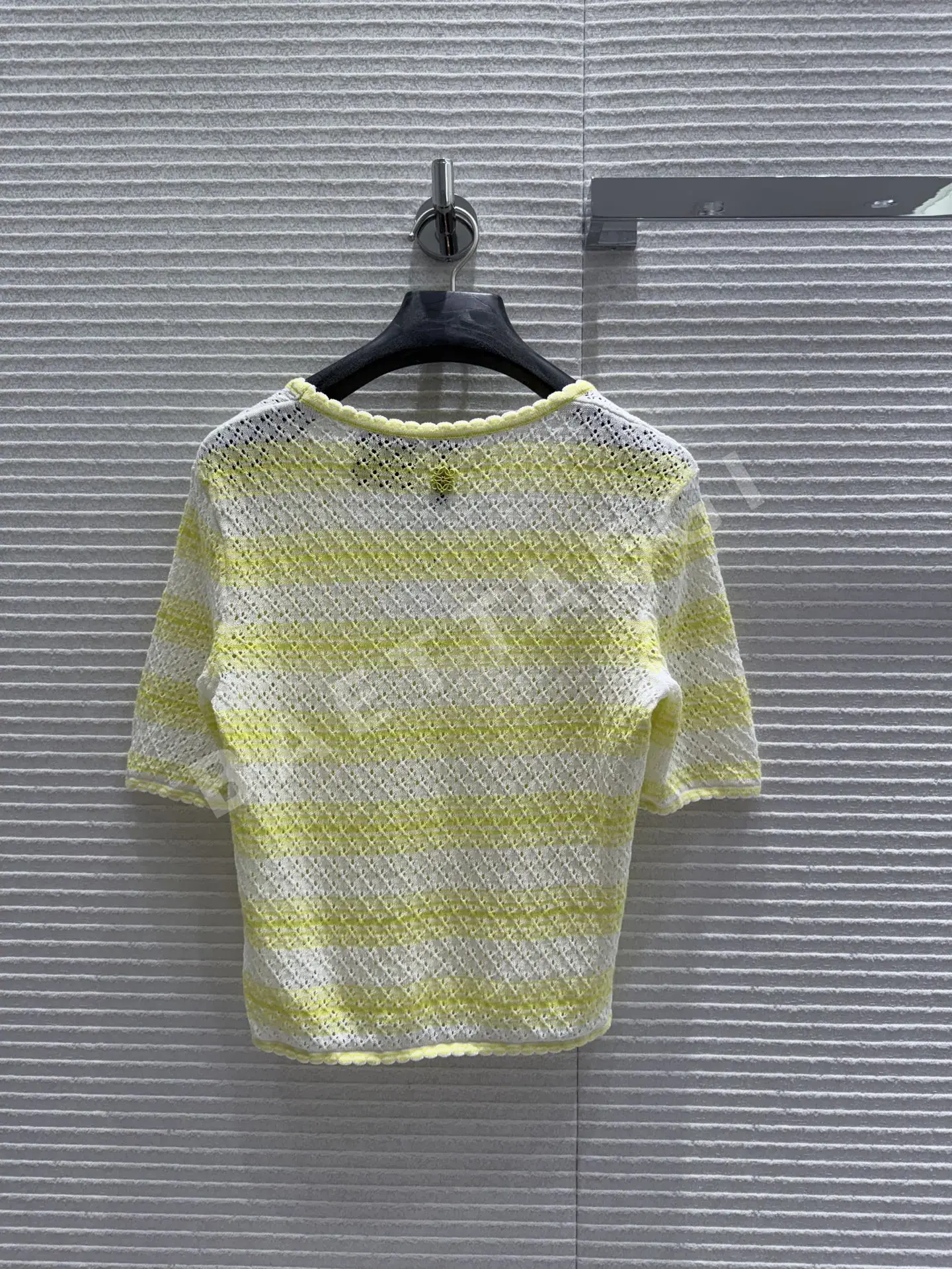 로에베 레몬 옐로우 웨이브 패턴 니트 반팔 티셔츠 상세 이미지 9