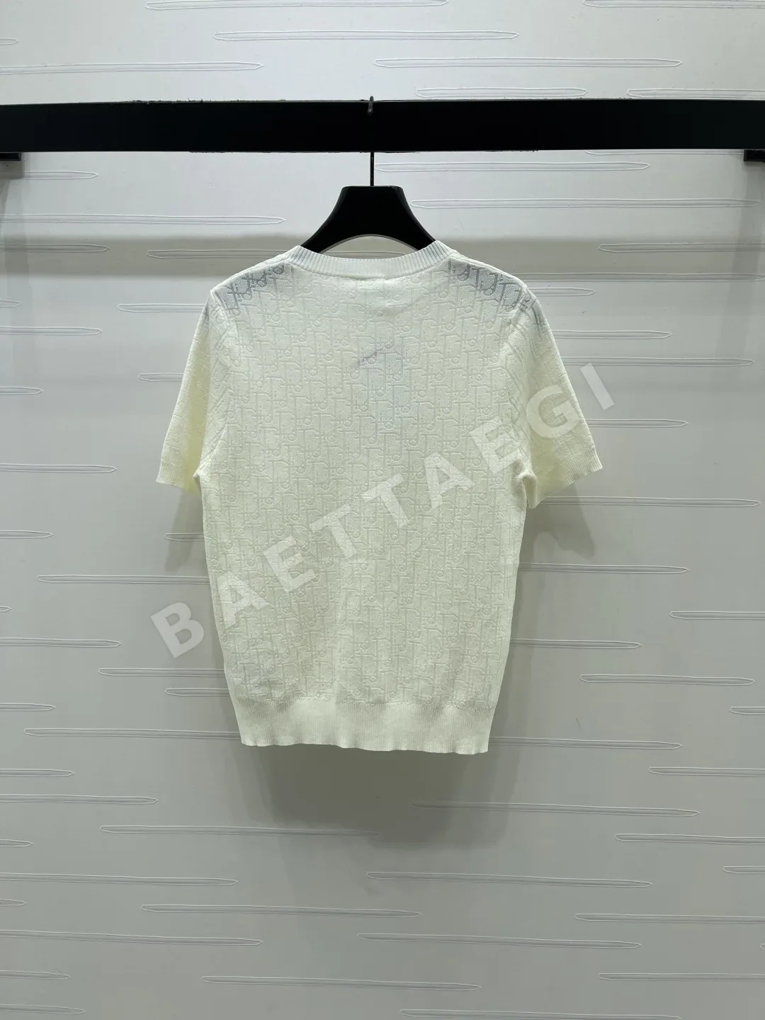 디올 자카드 라운드넥 반팔 니트 탑 상세 이미지 8