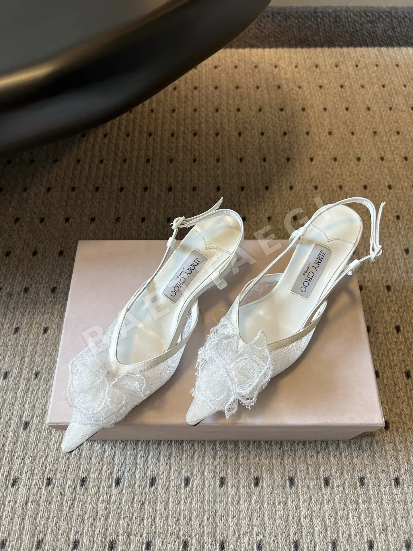 지미추 레이스 꽃무늬 오픈백 하이힐 샌들 상세 이미지 2