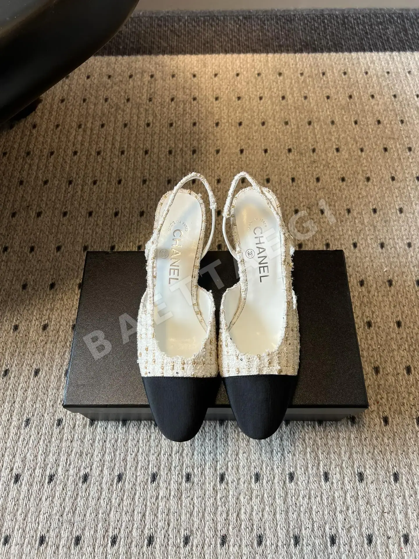 샤넬 트위드 오픈백 하이힐 96234