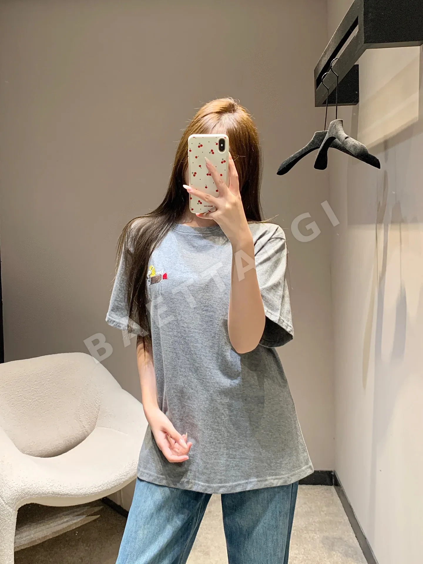 디올 포니 자수 그레이 크루넥 반팔 티셔츠 상세 이미지 9