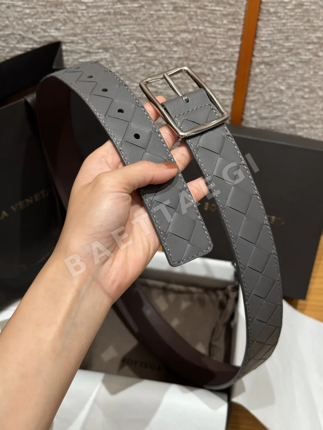 보테가베네타 인트레치아토 남성 가죽 벨트 40mm 상세 이미지 6