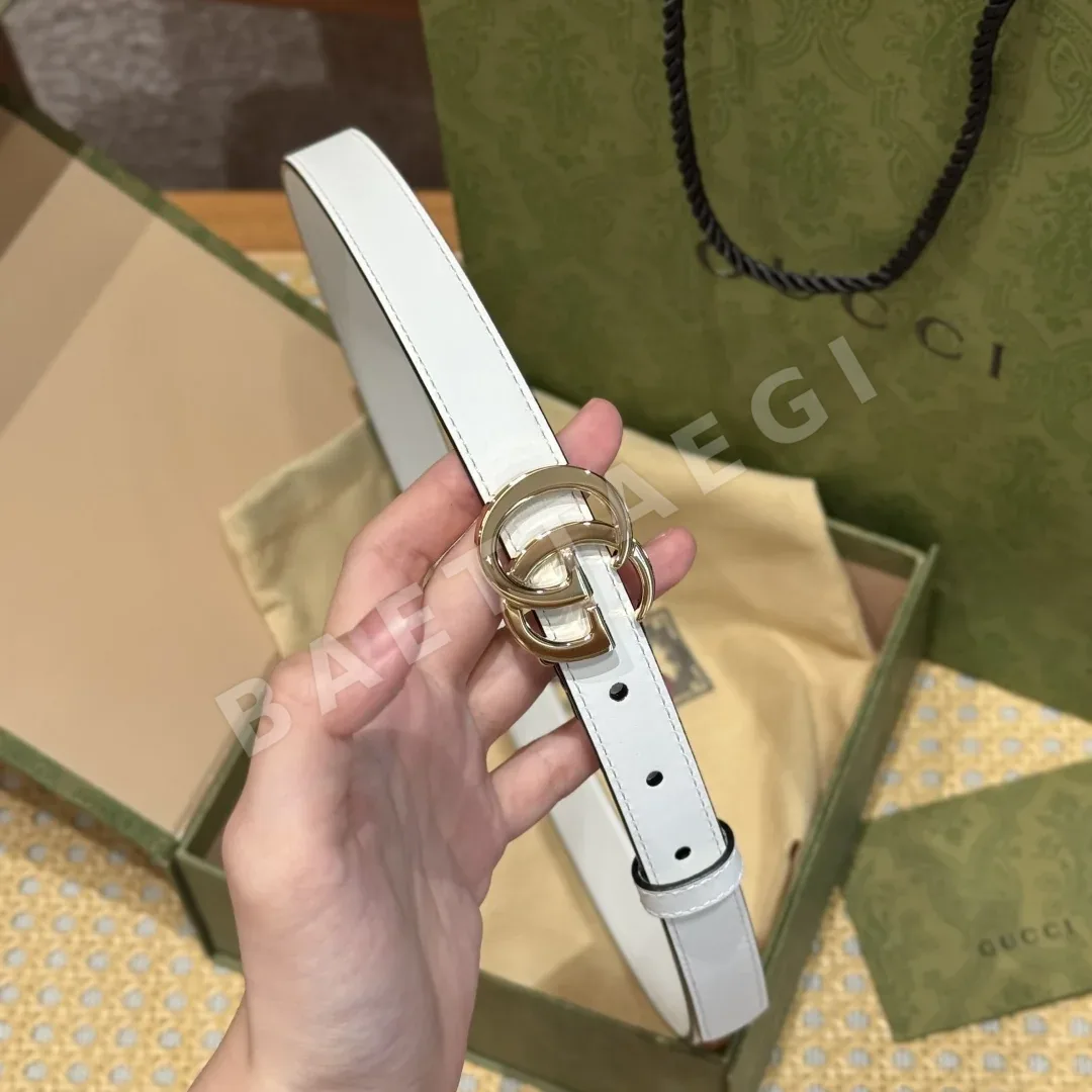 구찌 마몬트 나로우 화이트 가죽 벨트 상세 이미지 3