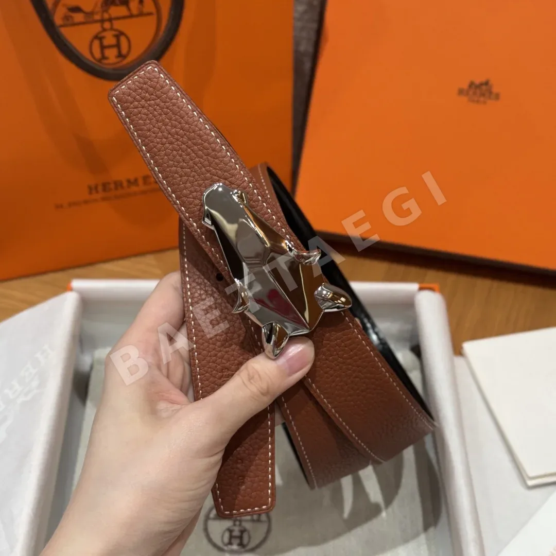 에르메스 시옹당끌르 링크 양면 가죽 벨트 상세 이미지 3