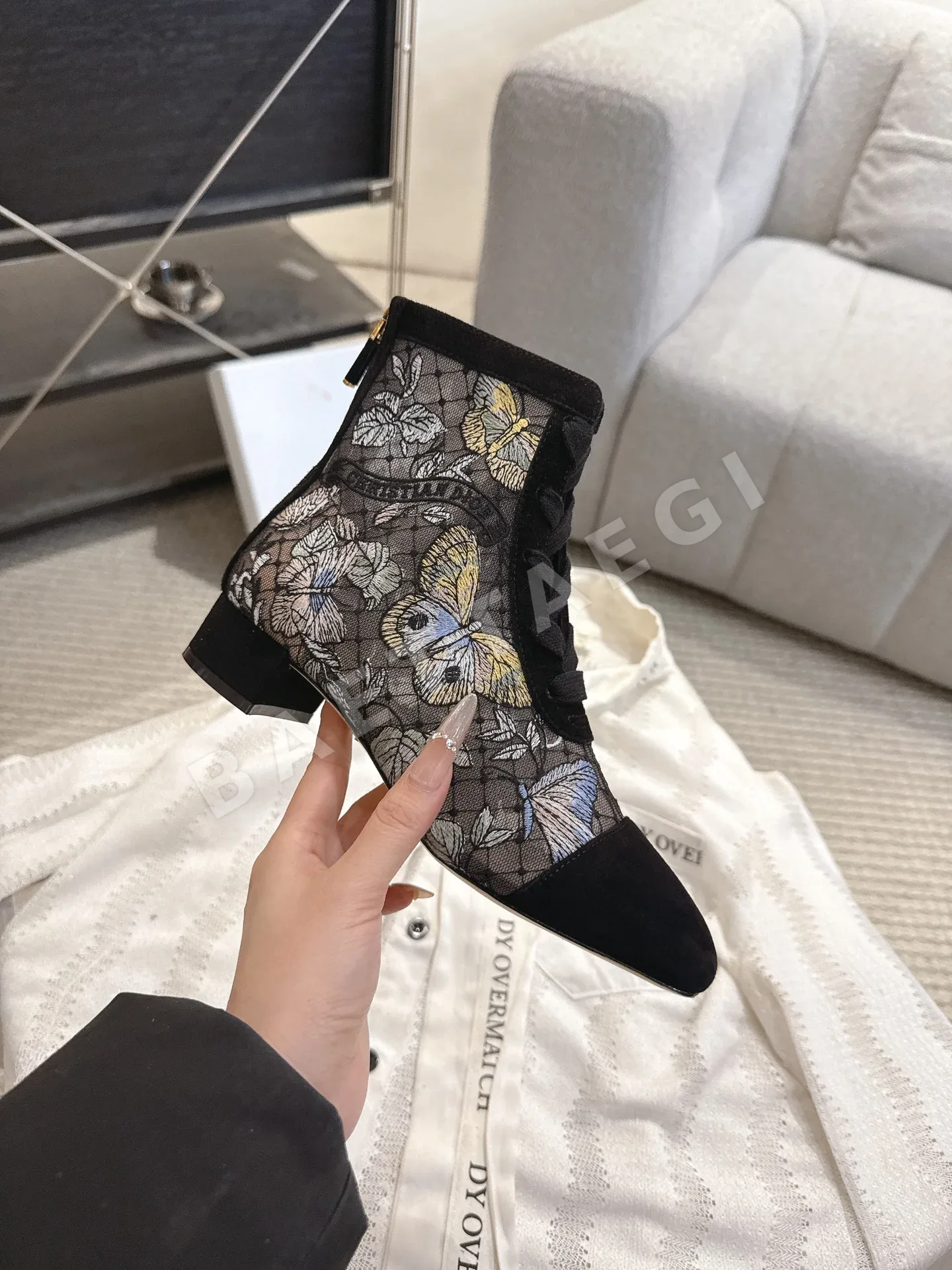 디올 J'A 자수 자카드 라인스톤 메시 부츠 8849 상세 이미지 9