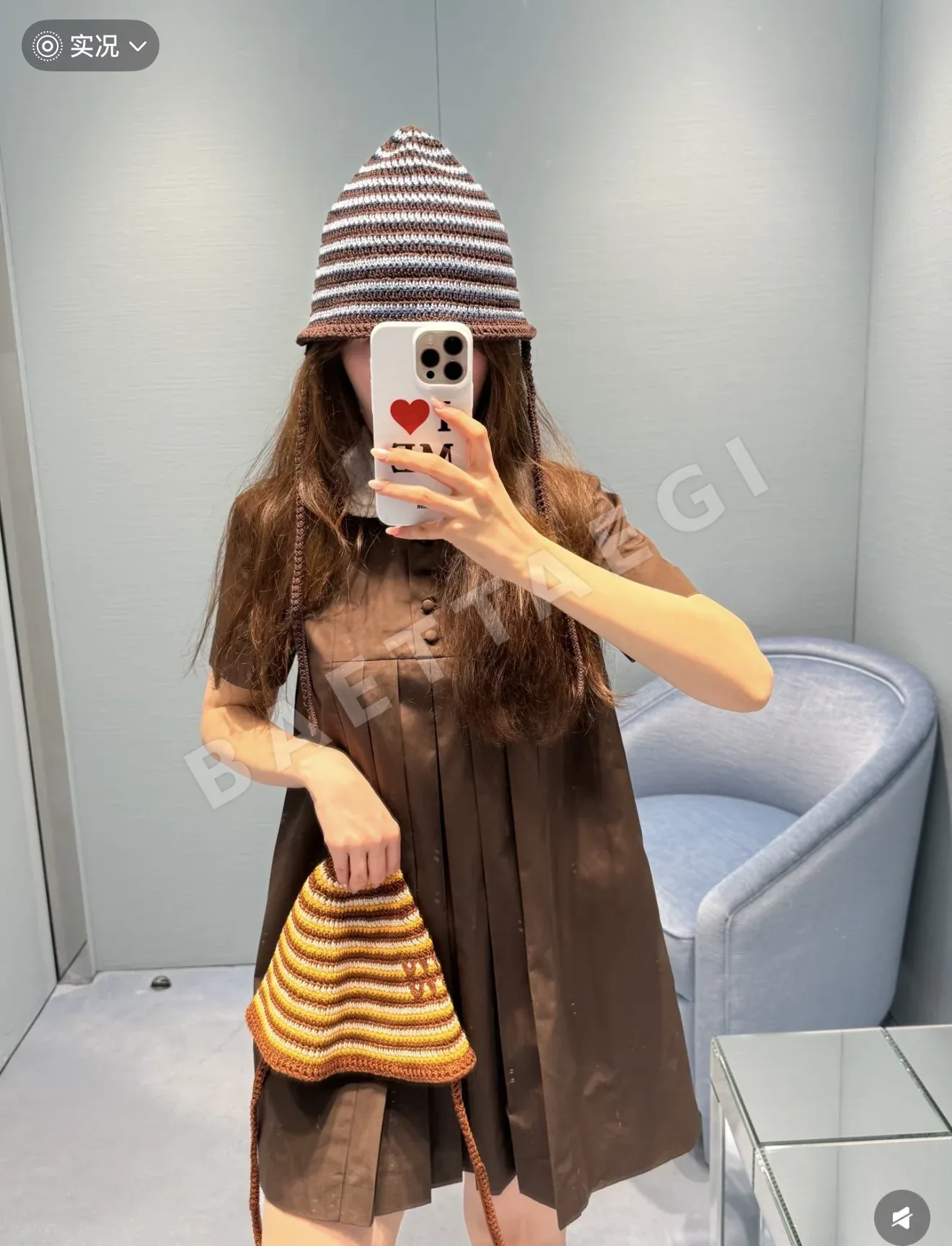 미우미우 피터팬 카라 코튼 반팔 원피스 상세 이미지 9