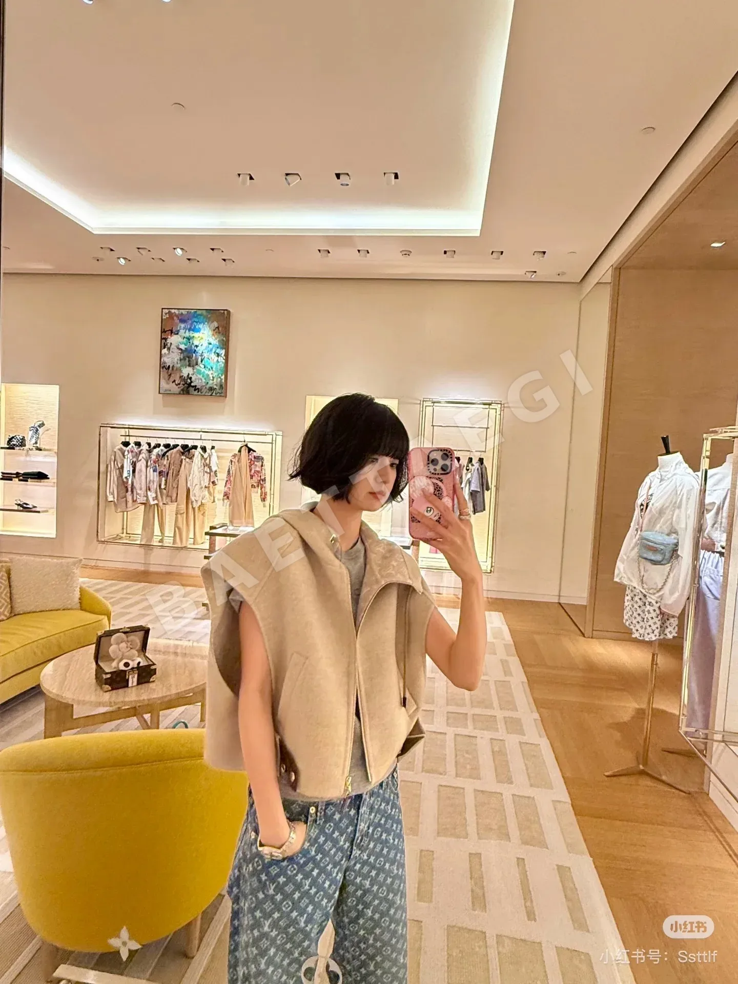 루이비통 오트밀 모노그램 울 자카드 여성 자켓 상세 이미지 4