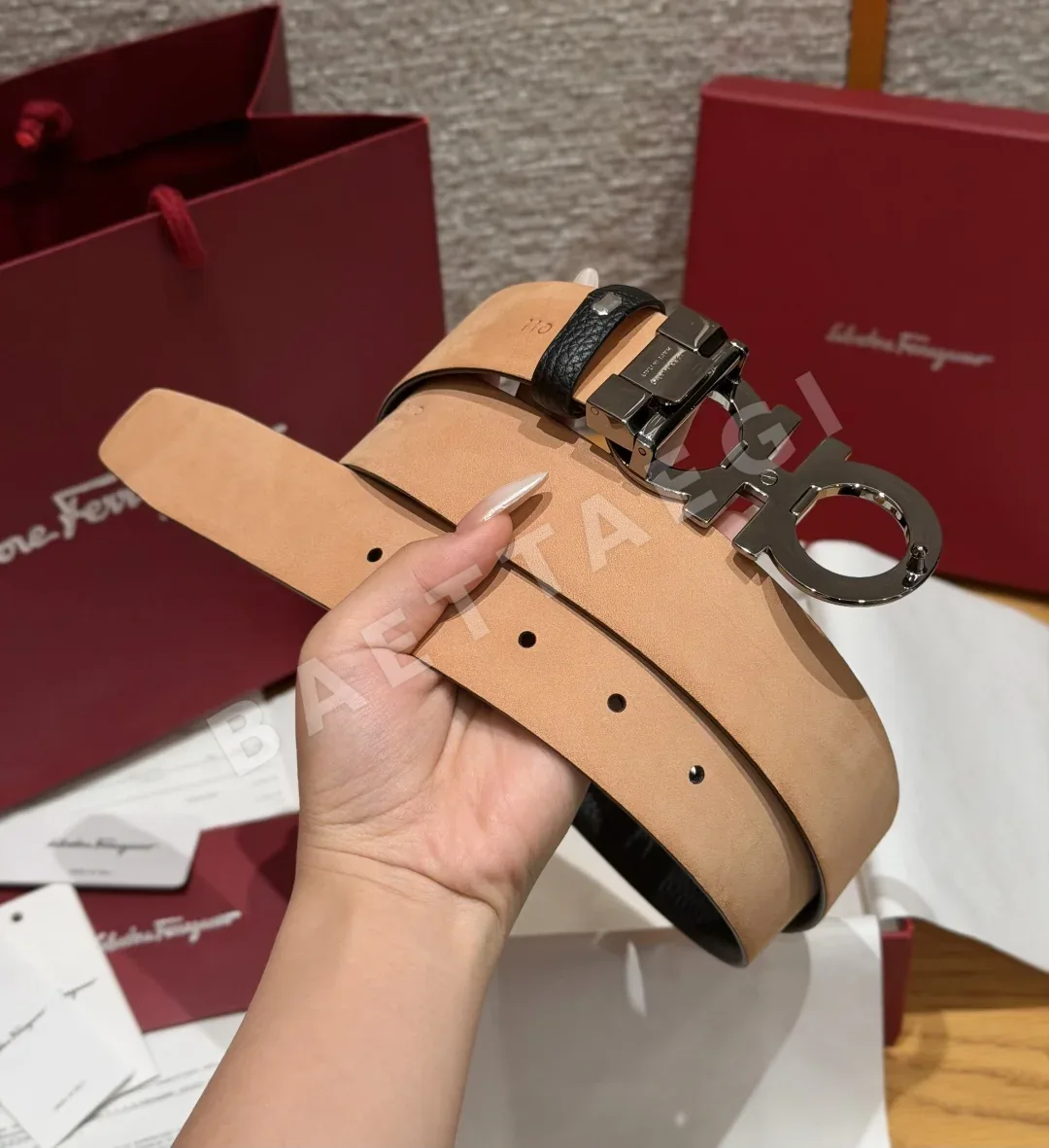 페레가모 간치니 버클 양면 조절 벨트 35mm 상세 이미지 3