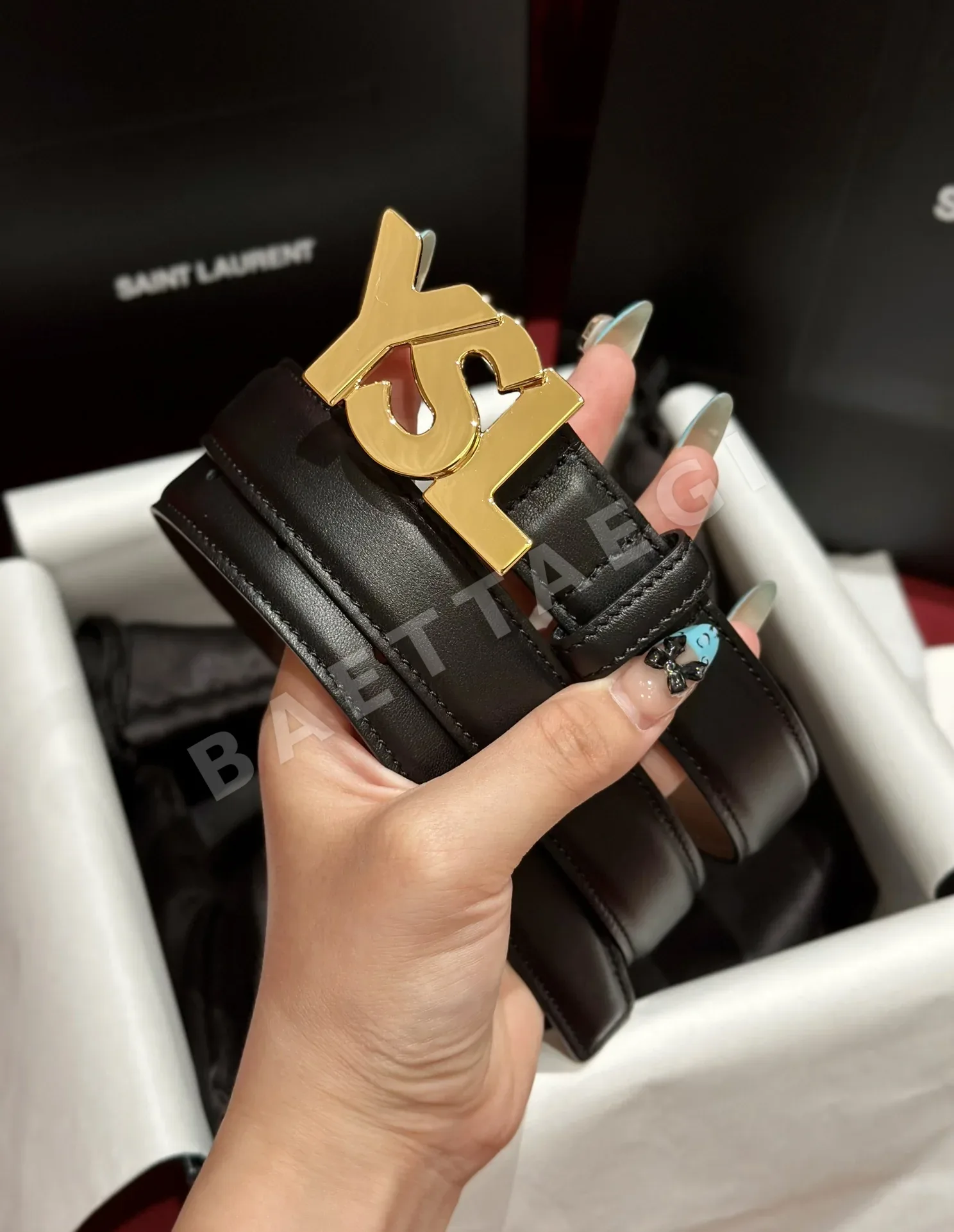 생로랑 YSL 금장 버클 양면 소가죽 벨트 상세 이미지 5