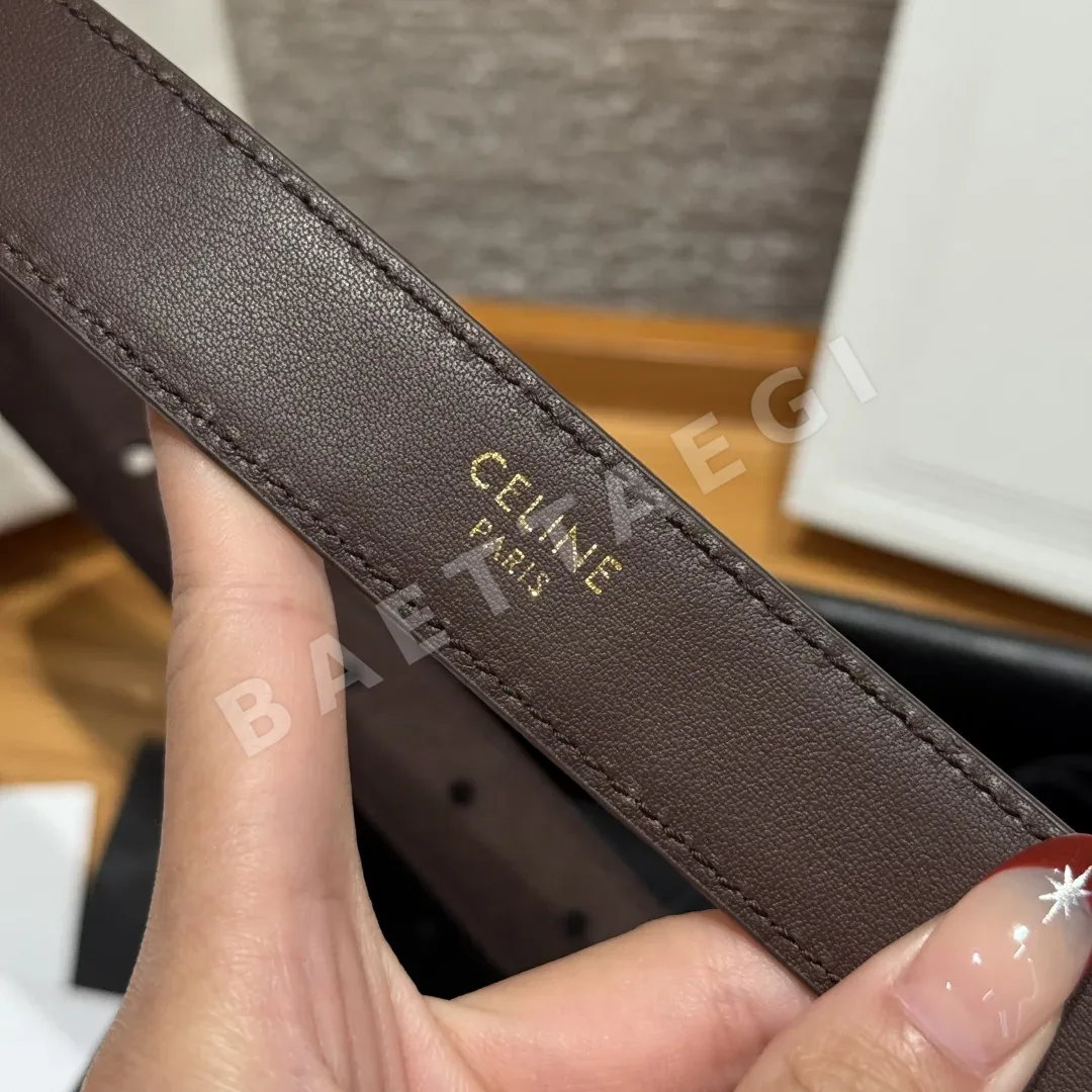 셀린느 웨스턴 골드 장식 가죽 벨트 상세 이미지 7
