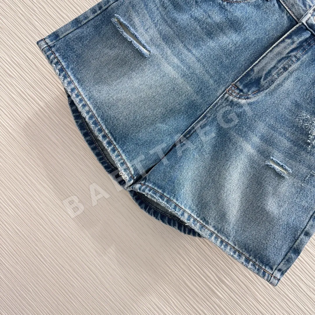 샤넬 여성 데님 3D 테일러드 반바지 상세 이미지 6