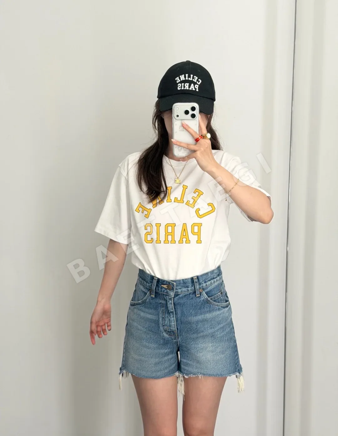 셀린느 컬러 블록 문자 프린트 반팔 티셔츠 상세 이미지 6
