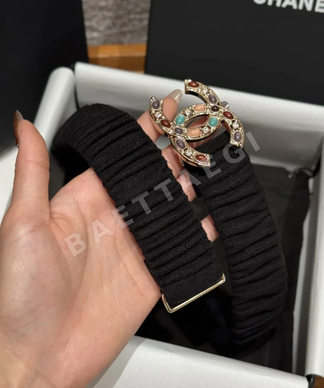 샤넬 더블 C 로고 장식 플리츠 벨트 상세 이미지 3