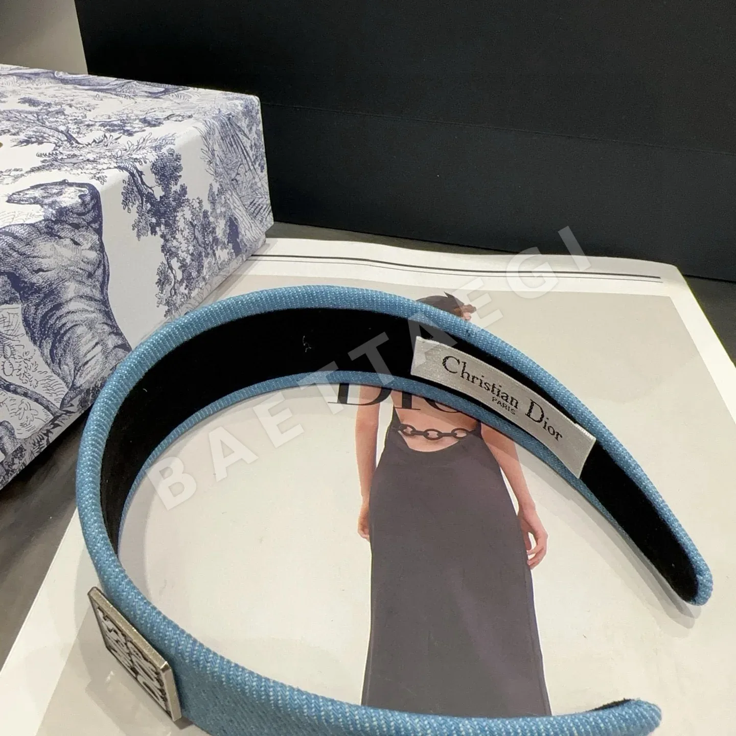디올 CD 데님 헤드밴드 상세 이미지 4