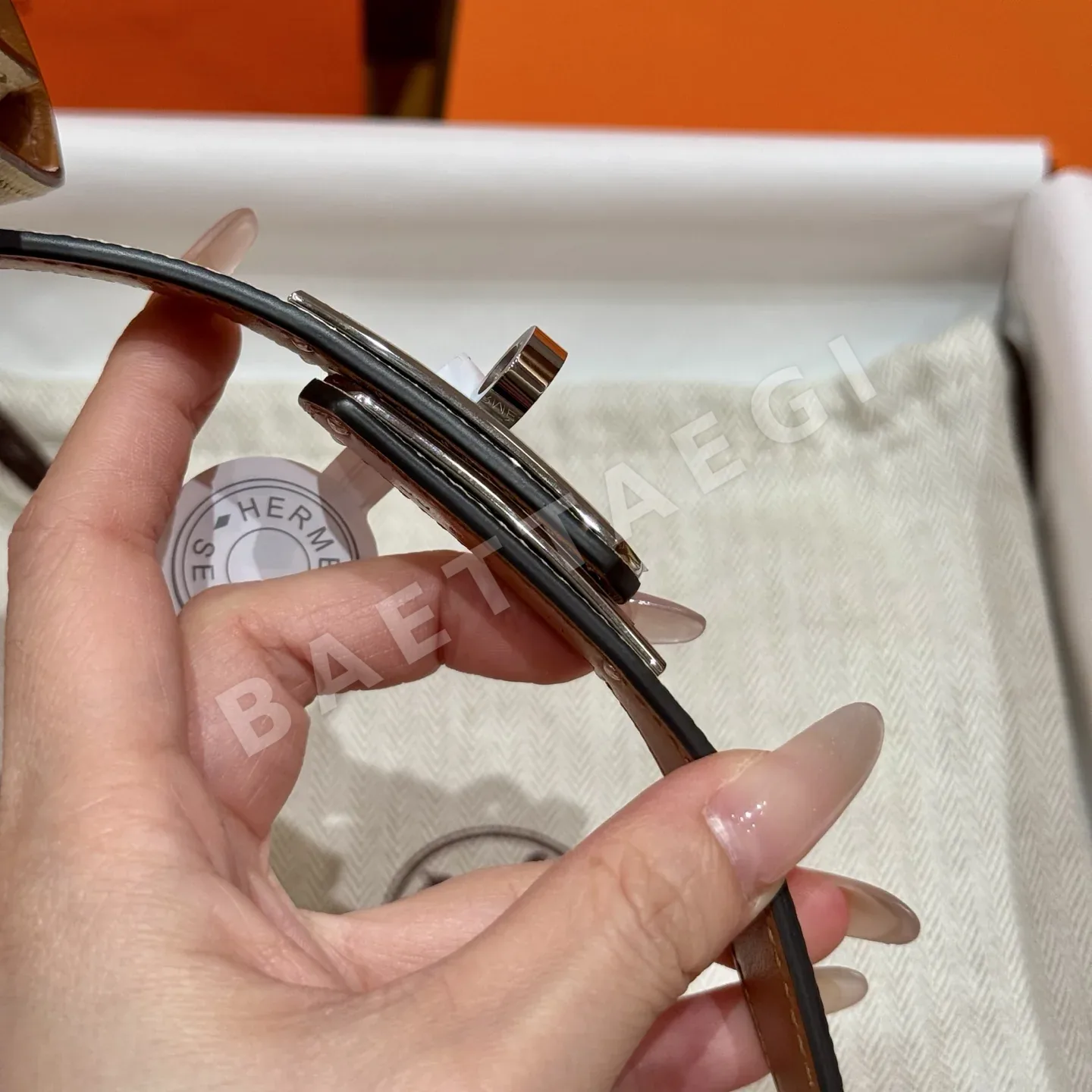에르메스 켈리 버클 앱송 송아지가죽 벨트 상세 이미지 11