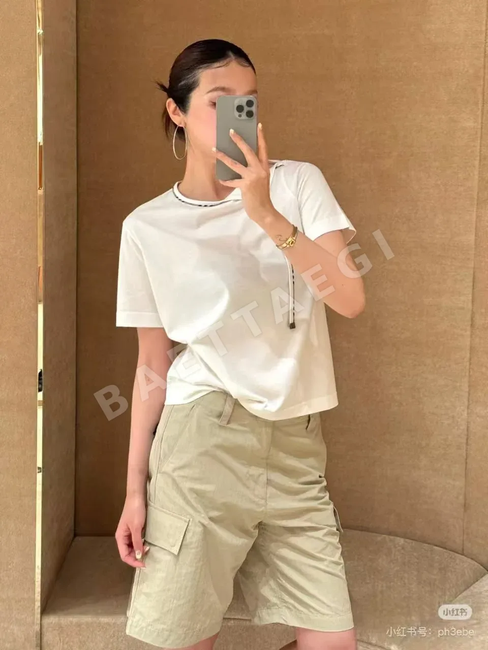 버버리 체크 패치워크 크루넥 반팔 티셔츠
