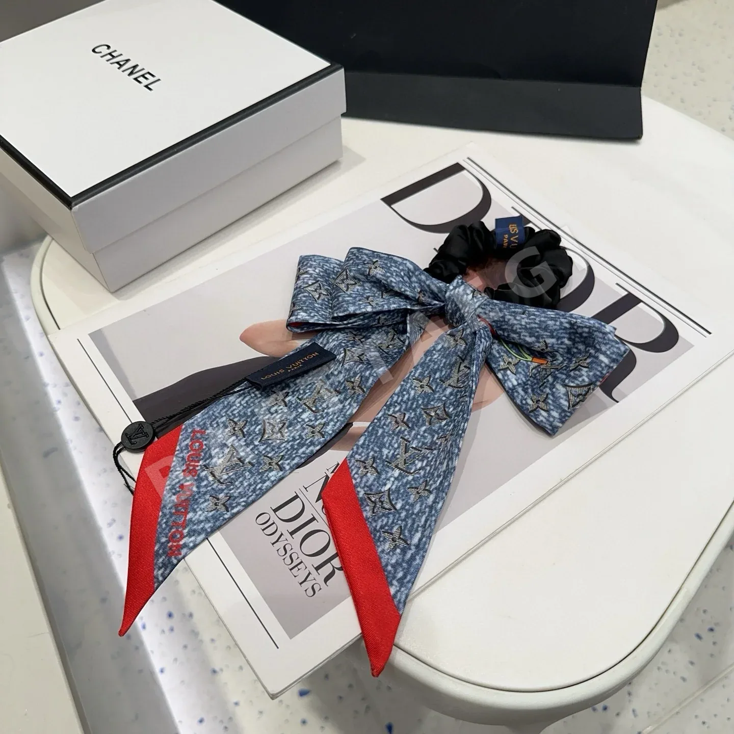 루이비통 벚꽃 무늬 리본 헤어고무줄 상세 이미지 2