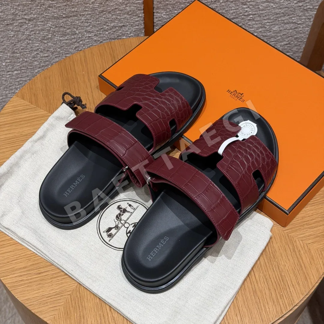 에르메스 시프르 샌들 버건디 레드 악어가죽 상세 이미지 8