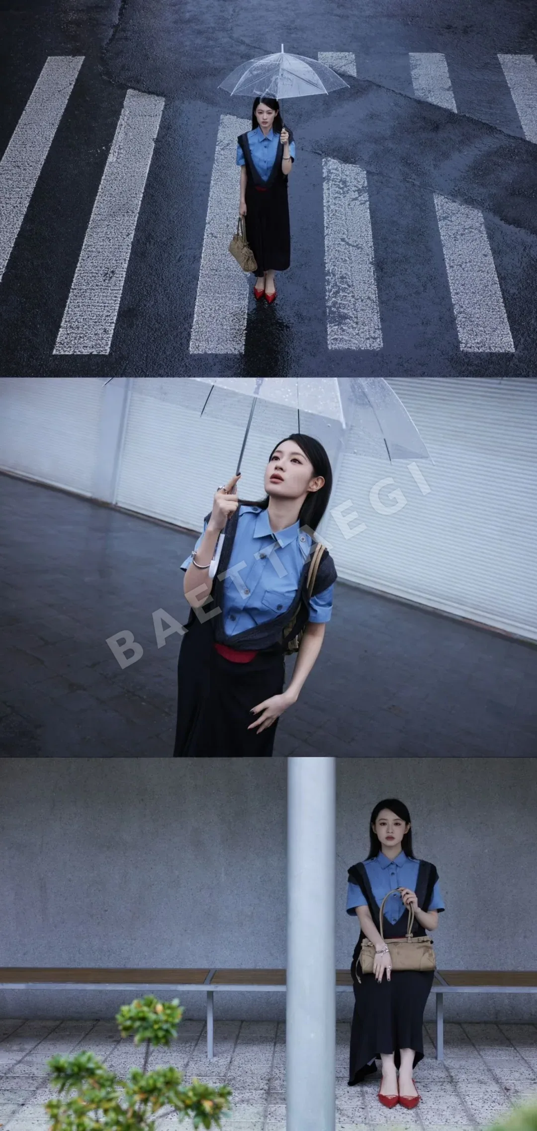 프라다 어깨 견장 더블 플랩 포켓 여성 반팔 티셔츠 상세 이미지 5